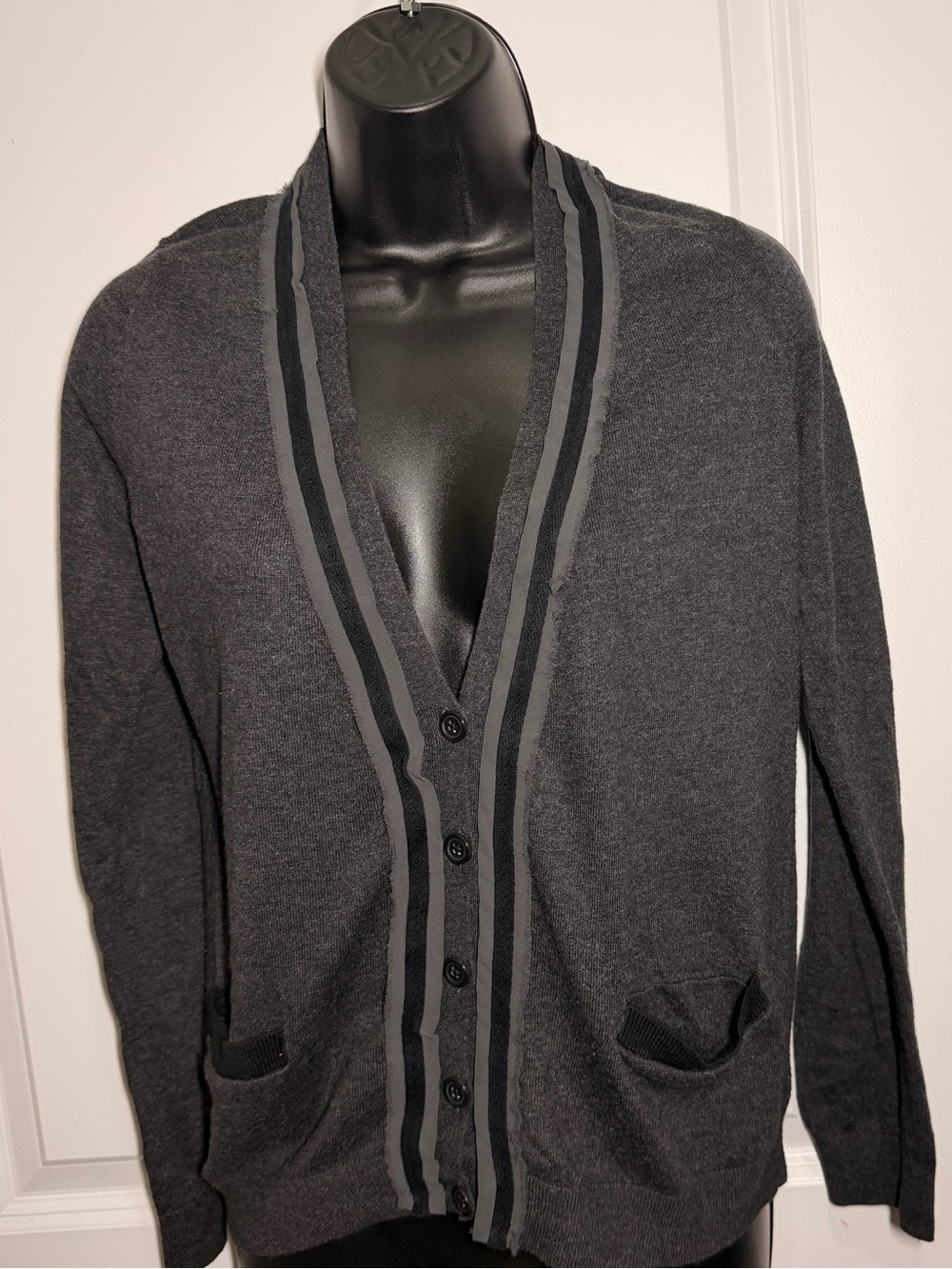 Banana Republic Charcoal Gray Shawl-Trim Button Cardigan